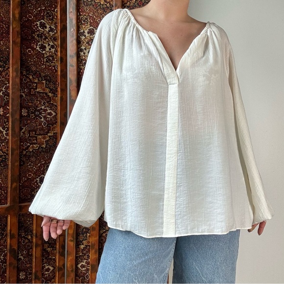 H&M Ivory Bishop Sleeve Tunic Blouse - Picture 2 of 6